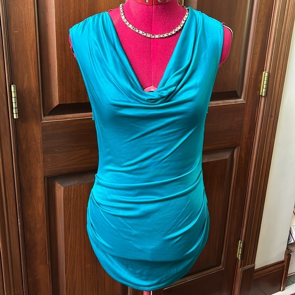 Banana Republic Dress cowl neck bodycon sleeveless Rusched lower NWT Sz. S